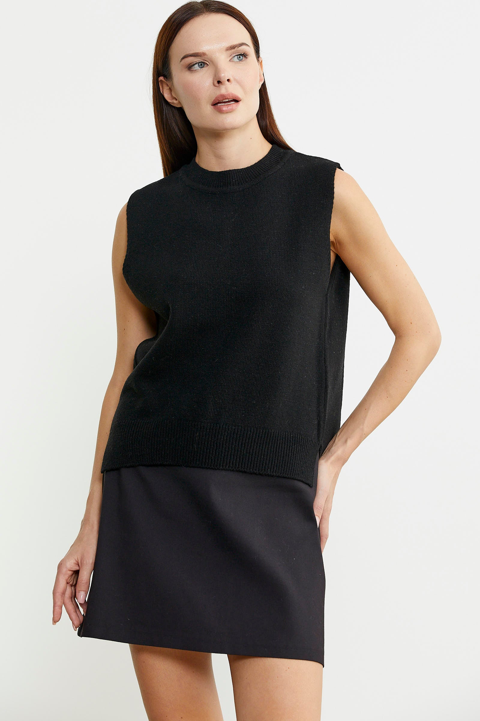 Arkası Açık Bağlamalı Yünlü Triko Süveter - Siyah - Sementa