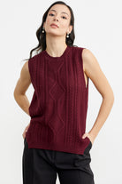 Arkası Uzun Motifli Triko Süveter - Bordo (4) Sementa