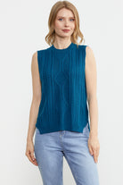 Arkası Uzun Motifli Triko Süveter - Koyu Turkuaz (1) Sementa