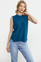 Arkası Uzun Motifli Triko Süveter - Koyu Turkuaz (2) Sementa