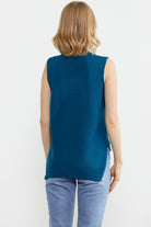 Arkası Uzun Motifli Triko Süveter - Koyu Turkuaz (5) Sementa