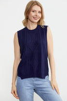 Arkası Uzun Motifli Triko Süveter - Lacivert (1) Sementa