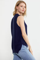 Arkası Uzun Motifli Triko Süveter - Lacivert (4) Sementa