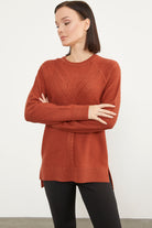 Arkası Uzun Önü Örgü Detaylı Triko Kazak - Taba (2) Sementa