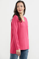 Arkası Uzun V Yaka Triko Kazak - Mercan (6) Sementa