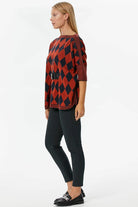 Baklava Desenli Kemer Aksesuarlı Triko Kazak - Kiremit (4) Sementa