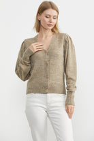 Balon Kol Basic Triko Hırka - Koyu Bej (2) Sementa