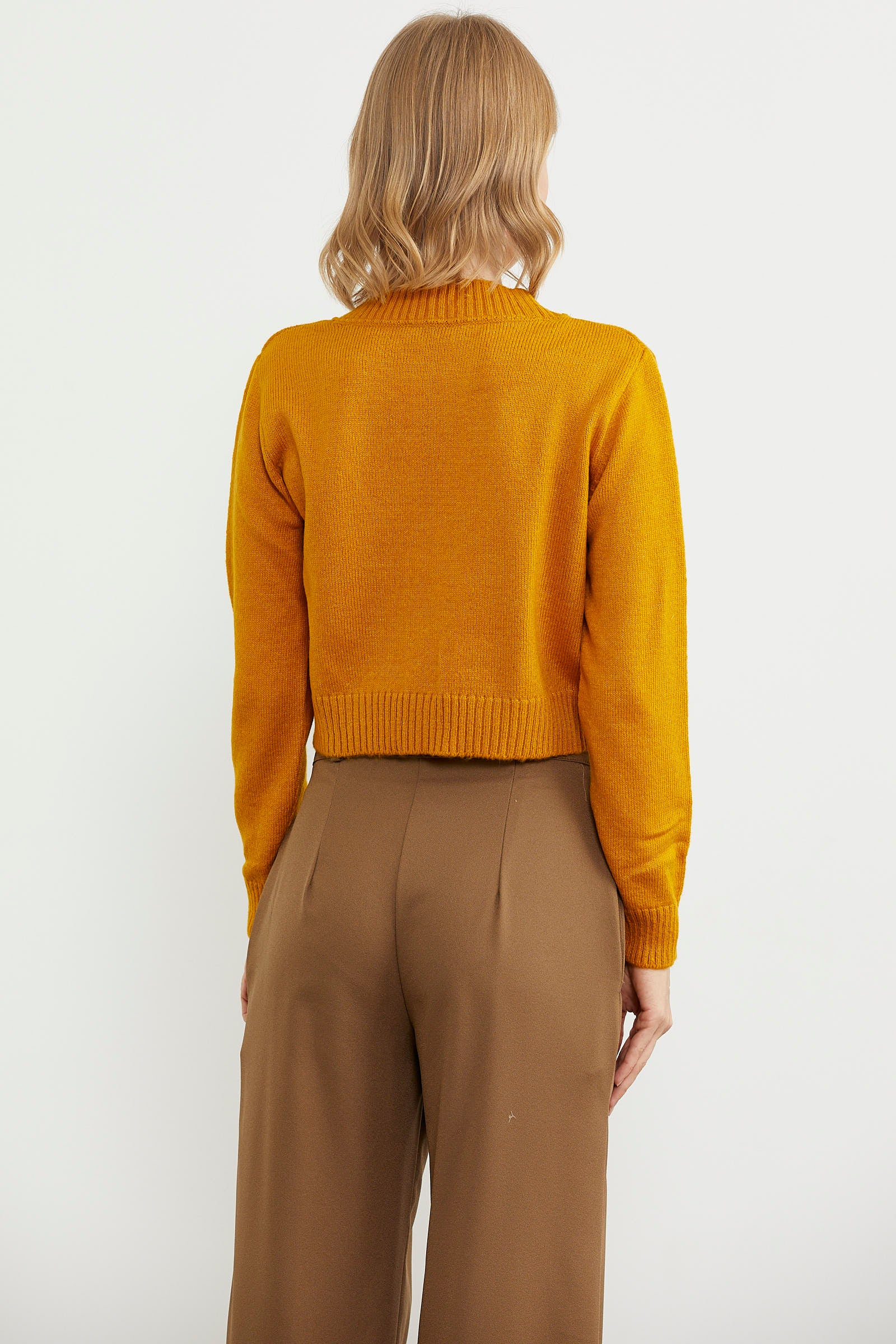 Basic Düğmeli Kısa Triko Hırka - Kayısı (5) Sementa