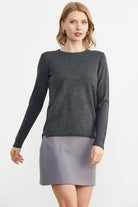 Basic Sıfır Yaka Triko Kazak - Antrasit (1) Sementa