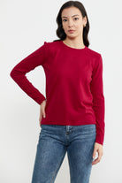 Basic Sıfır Yaka Triko Kazak - Kırmızı (2) Sementa