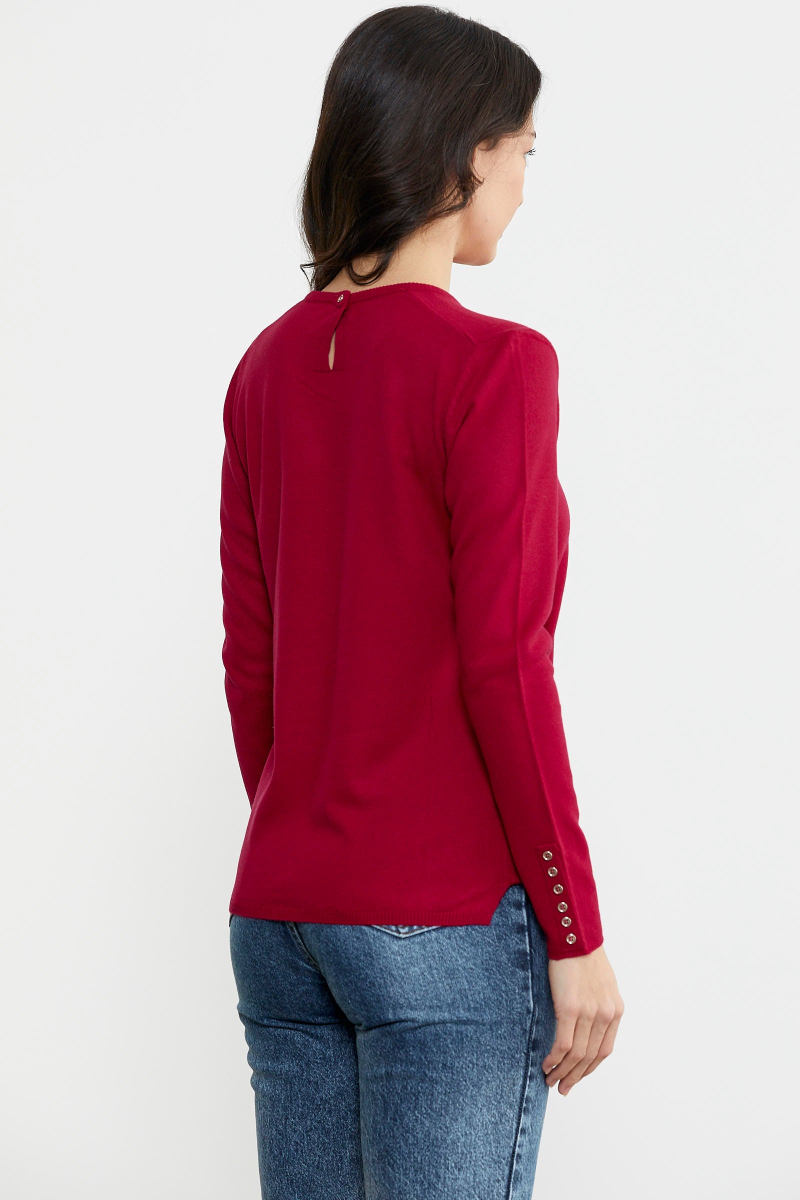 Basic Sıfır Yaka Triko Kazak - Kırmızı (5) Sementa