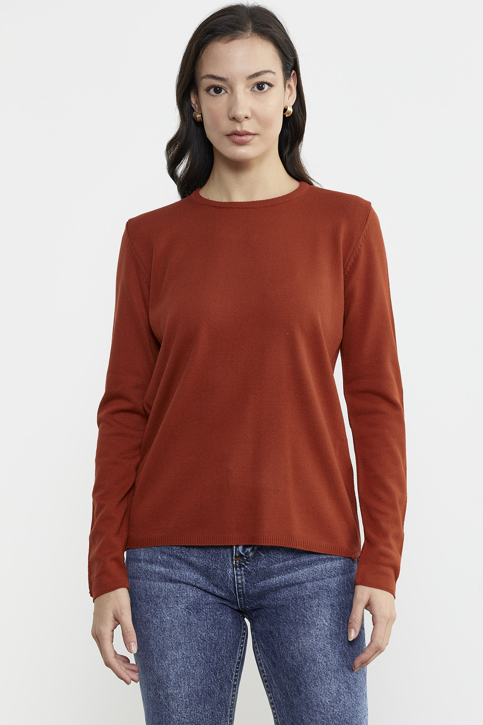 Basic Sıfır Yaka Triko Kazak - Taba (1) Sementa