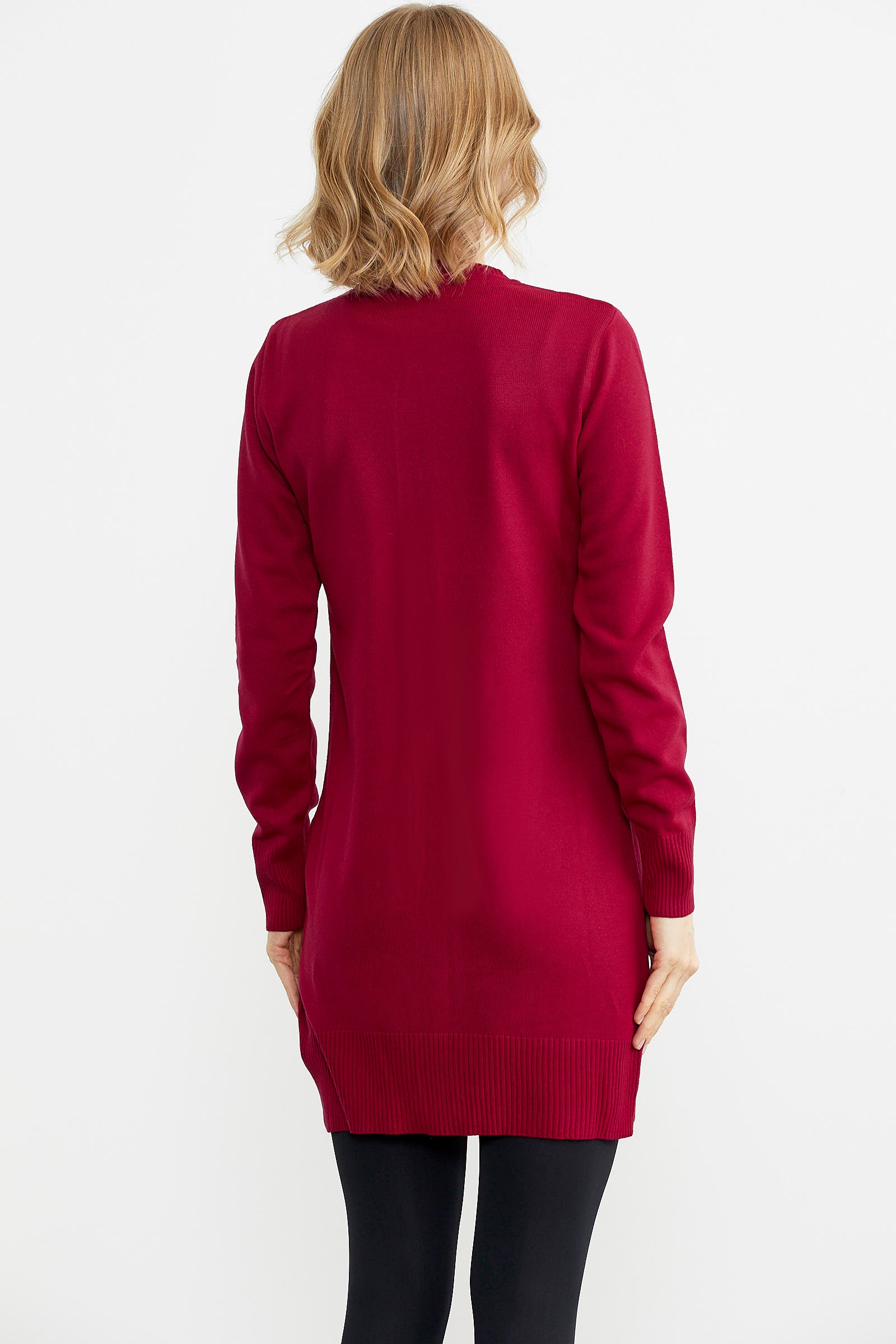 Basic Uzun Düğmeli Triko Hırka - Kırmızı (4) Sementa