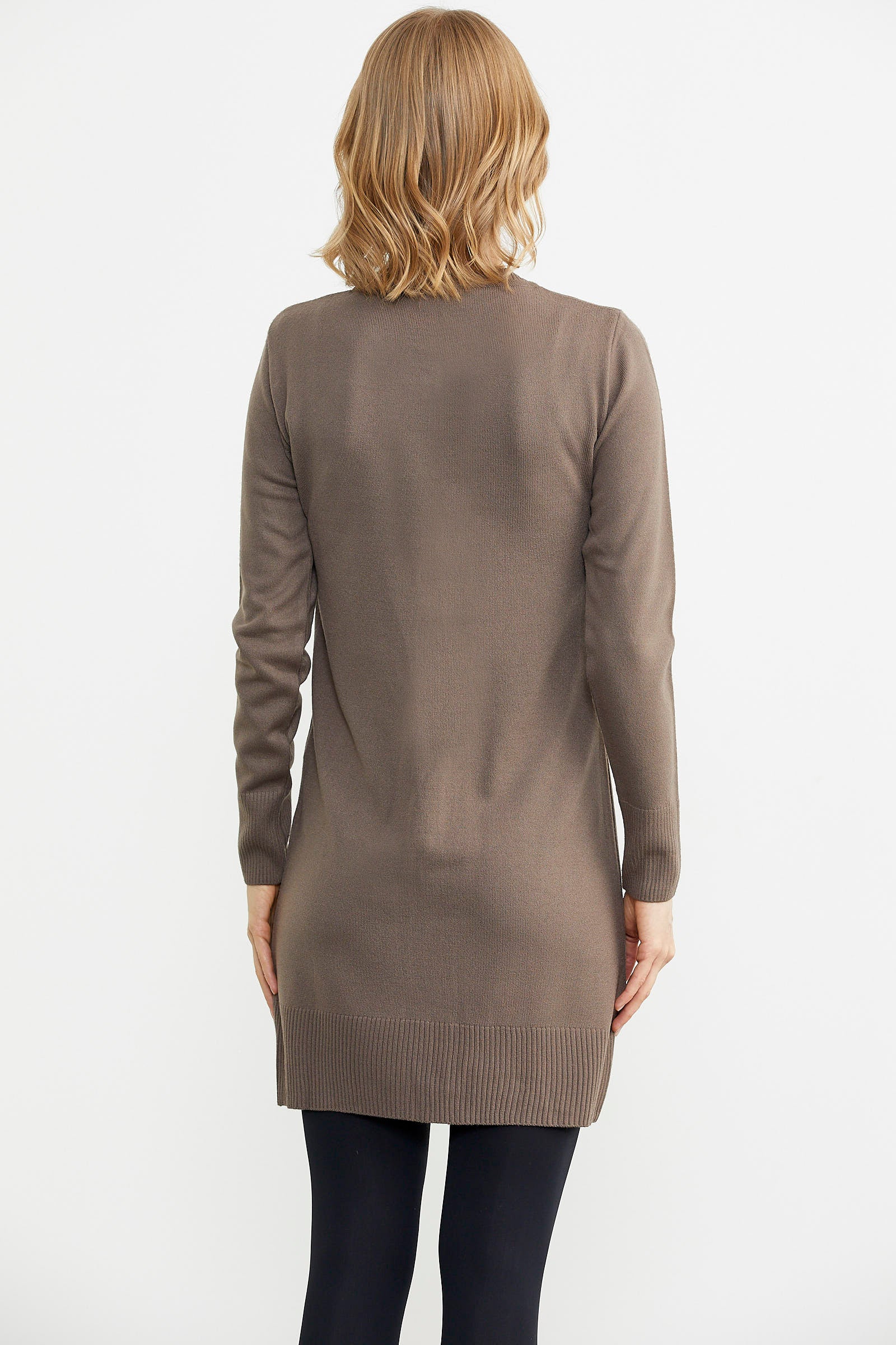 Basic Uzun Düğmeli Triko Hırka - Vizon (5) Sementa