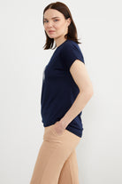 Baskılı Arkası Uzun Tişört - Lacivert (4) Sementa