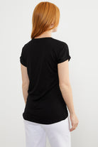 Baskılı Arkası Uzun Tişört - Siyah (6) Sementa