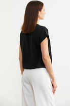 Beli Lastikli V Yaka Crop Bluz - Siyah (6) Sementa