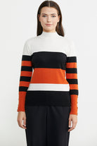 Blok Çizgili Yarım Balıkçı Triko Kazak - Siyah - Sementa