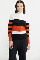 Blok Çizgili Yarım Balıkçı Triko Kazak - Siyah - Sementa