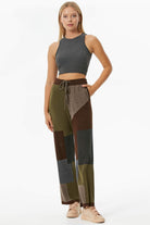 Blok Desenli Renkli Triko Pantolon - Kahve (6) Sementa