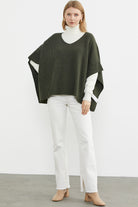 Bol Kesim V Yaka Triko Panço - Haki (3) Sementa