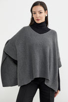 Bol Kesim V Yaka Triko Panço - Koyu Gri (3) Sementa