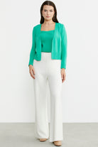 Bol Paça Lastikli Yünlü Triko Pantolon - Kemik - Sementa