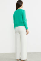 Bol Paça Lastikli Yünlü Triko Pantolon - Kemik - Sementa