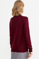 Boncuk Detaylı Triko Kazak - Bordo (4) Sementa