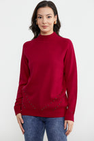 Boncuk Detaylı Triko Kazak - Kırmızı (1) Sementa