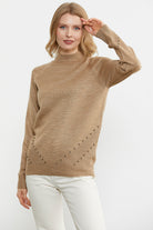 Boncuk Detaylı Triko Kazak - Kum (2) Sementa