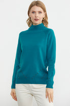 Boncuk Detaylı Triko Kazak - Turkuaz (2) Sementa