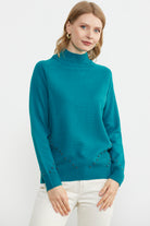 Boncuk Detaylı Triko Kazak - Turkuaz (3) Sementa