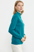 Boncuk Detaylı Triko Kazak - Turkuaz (4) Sementa