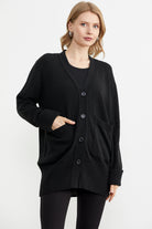 Büyük Beden Cepli Triko Hırka - Siyah (1) Sementa