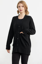 Büyük Beden Cepli Triko Hırka - Siyah (3) Sementa