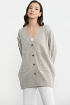 Büyük Beden Cepli Triko Hırka - Vizon (4) Sementa