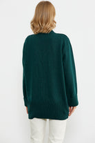 Büyük Beden Cepli Triko Hırka - Yeşil (5) Sementa