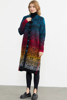 Büyük Beden Çok Renkli Uzun Triko Hırka - Siyah (3) Sementa