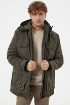 Büyük Beden İçi Pelüş Cepli Mont - Haki (1) Sementa