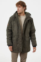 Büyük Beden İçi Pelüş Kapüşonlu Mont - Haki (2) Sementa