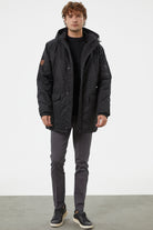 Büyük Beden İçi Pelüş Kapüşonlu Mont - Siyah (1) Sementa