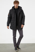 Büyük Beden İçi Pelüş Kapüşonlu Mont - Siyah (2) Sementa