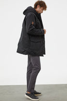 Büyük Beden İçi Pelüş Kapüşonlu Mont - Siyah (3) Sementa