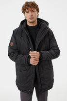 Büyük Beden İçi Pelüş Kapüşonlu Mont - Siyah (5) Sementa