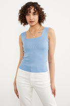 Büyük Beden Kalın Askılı Basic Triko Atlet - Açık Mavi (3) Sementa
