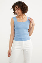 Büyük Beden Kalın Askılı Basic Triko Atlet - Açık Mavi (2) Sementa