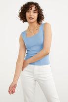 Büyük Beden Kalın Askılı Basic Triko Atlet - Açık Mavi (1) Sementa