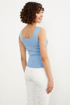 Büyük Beden Kalın Askılı Basic Triko Atlet - Açık Mavi (4) Sementa