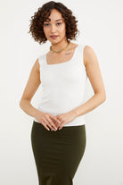 Büyük Beden Kalın Askılı Basic Triko Atlet - Beyaz (3) Sementa